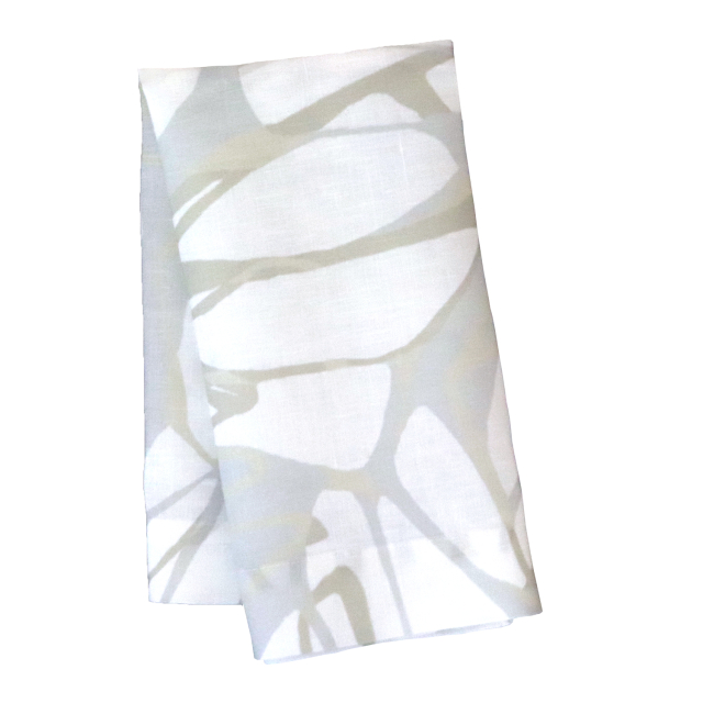 White Gold Silver Printed linen napkin