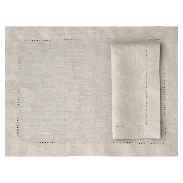 Huddleson natural linen placemat with hemstitch 