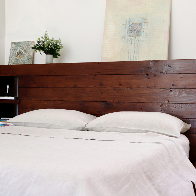Huddleson pure Italian linen top sheet in natural undyed flax color