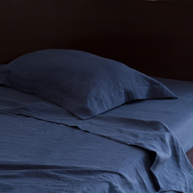 Navy Blue Indigo Pure Italian Linen Pillow Sham