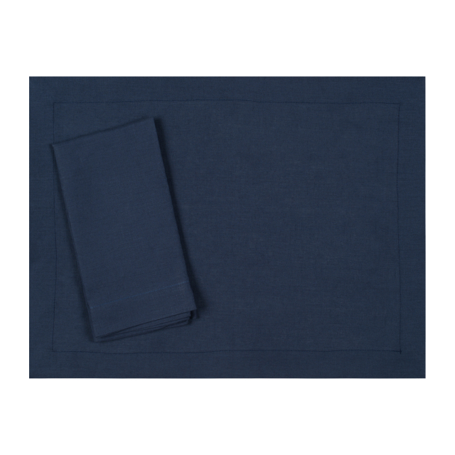 Navy Blue Pure Linen Placemat Napkin