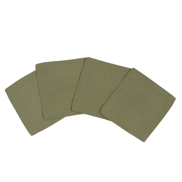 Sage Olive Green Linen Cocktail Napkin Coaster