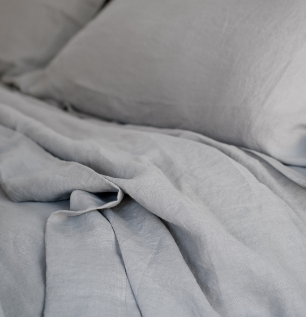 Silver grey pure linen vintage washed pillowcase