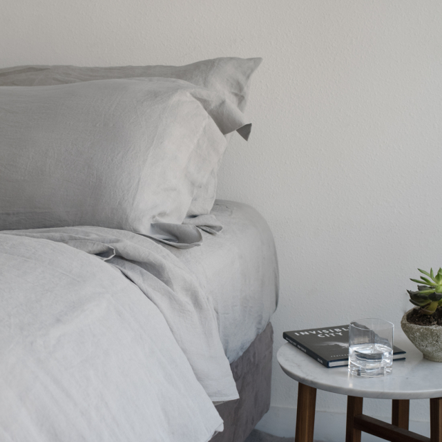 Silver grey pure Italian linen vintage washed fitted sheet