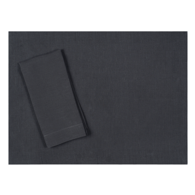 Slate charcoal grey gray linen cloth placemat