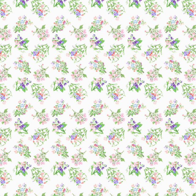 Sweet Pea Floral Print Square Linen Tablecloth