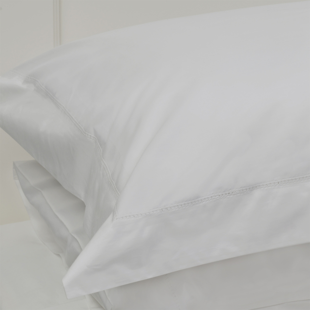 White 500TC Cotton Percale Sham - White Hemstitch