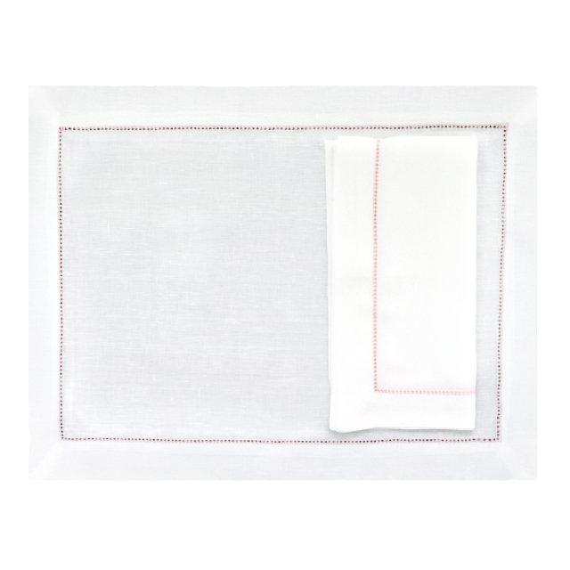White luxury linen placemat and napkin 