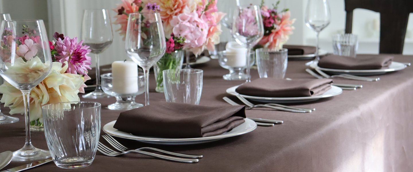 Chocolate Brown Linen Tablecloth & Napkins