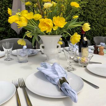Ivory Linen Tablecloth Anchors a Stunning Spring Lunch