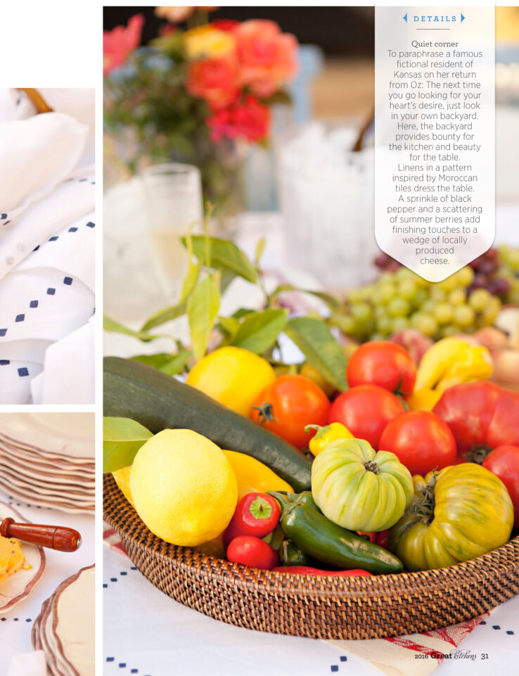 Outdoor entertaining farmers market vegetables squash heirloom tomoatoes