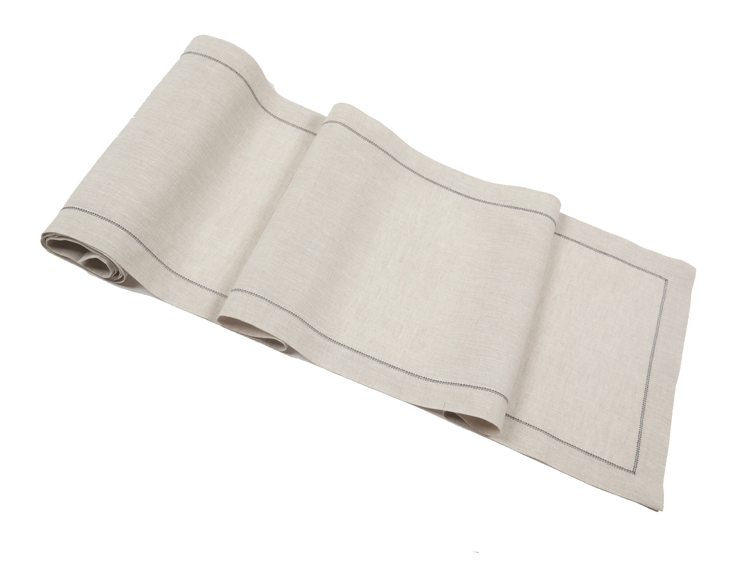 Linen gifts Natural flax table linen charcoal grey hemstitch