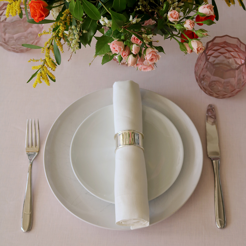 Pink Dusk Cotton Candy Millenial Pink Blush Rose Champagne Linen Tablecloth Napkin Vintage Shabby Chic