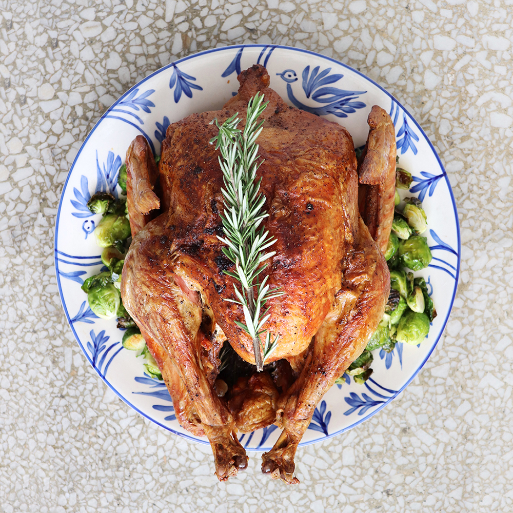 Classic Thanksgiving Turkey and Brussels Sprouts