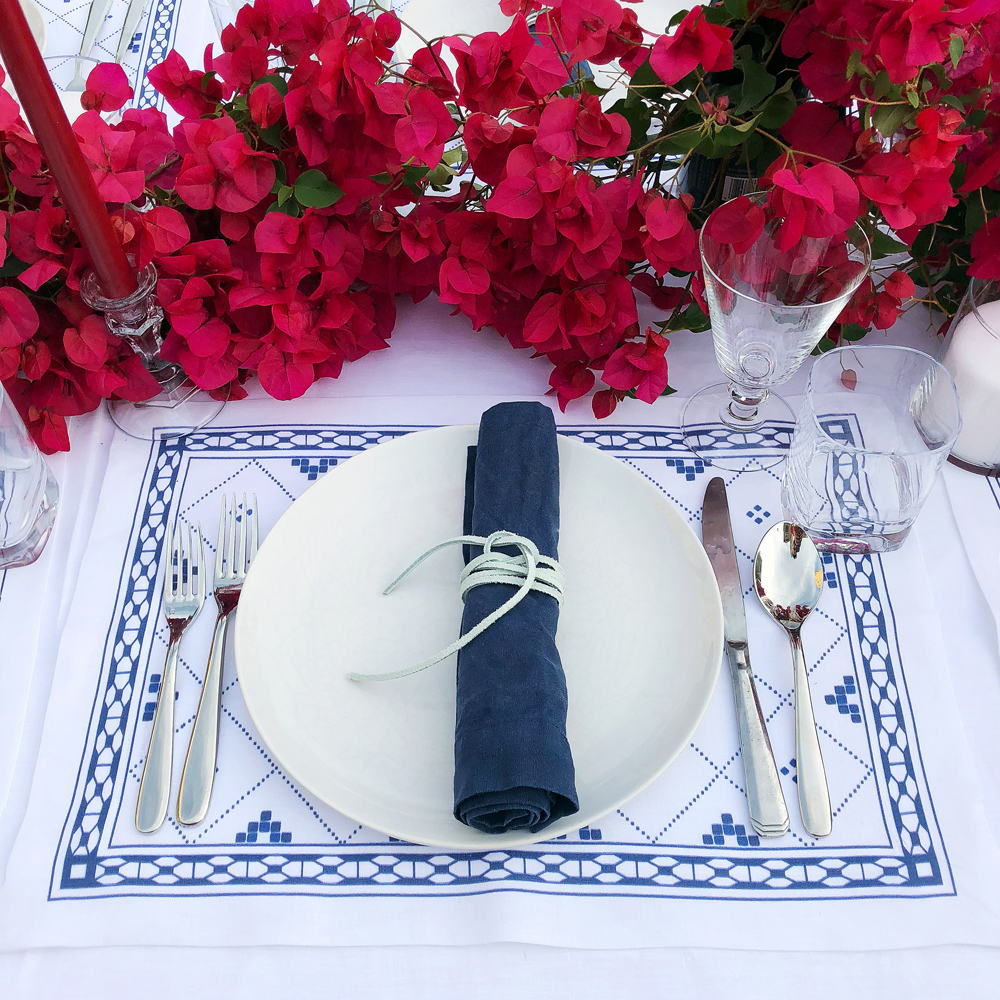 Anfa Blue and White Placemat and napkin 