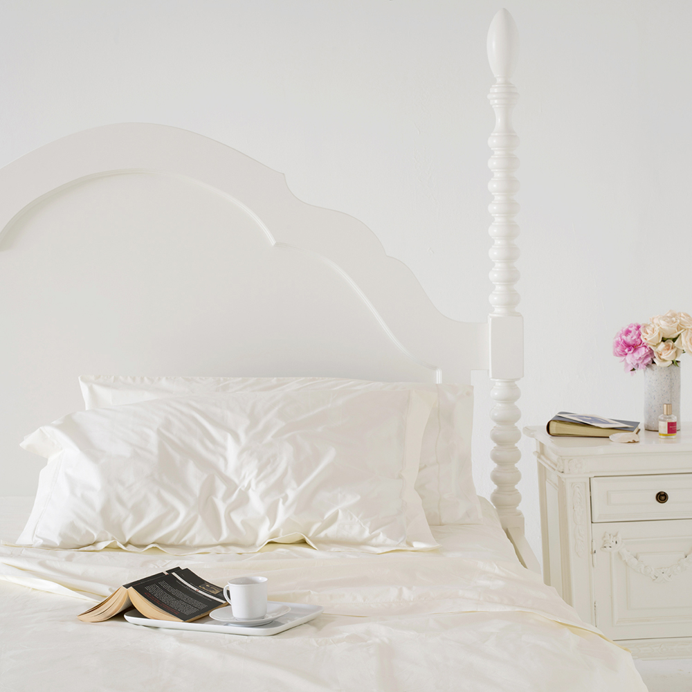 Ivory organic hemstitched cotton percale sheets hotel quality guest bedroom crisp cool 