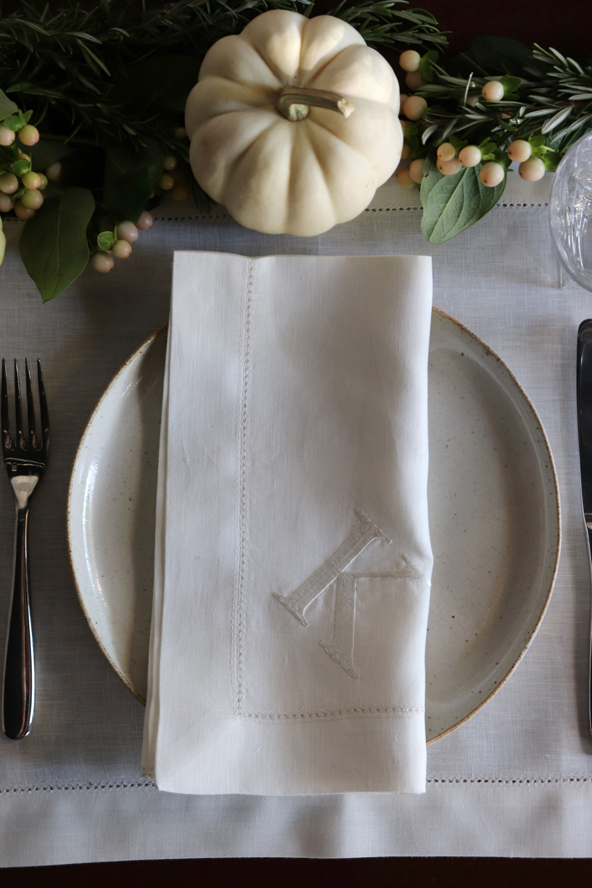 Ivory hemstitched napkin