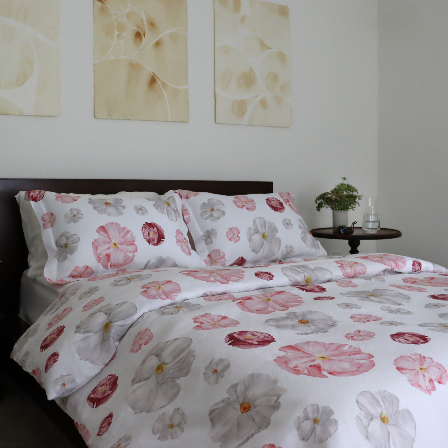 Poppy print floral linen duvet cover 