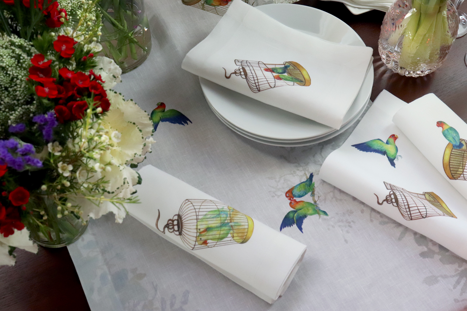 Lovebirds Linen Napkin